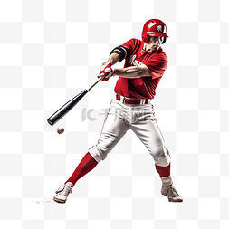 红色的火圈图片_棒球击球手红色制服