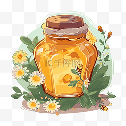 蜂蜜一罐蜂蜜图片_蜂蜜罐 向量