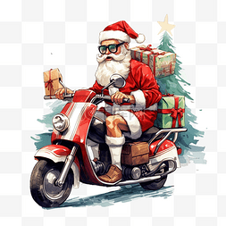 时髦的圣诞老人在滑板车 sle 上传