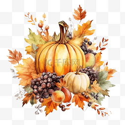 秋天手绘树图片_带有水彩元素的感恩节快乐作文