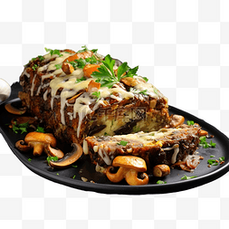 古开胃菜图片_感恩节餐桌上放着蘑菇和奶酪的酿