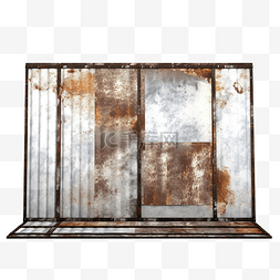 铁螺旋图片_旧金属板墙和屋顶板上的锈钢框架