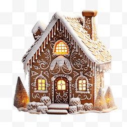 圣诞节晚上图片_圣诞节晚上美丽的圣诞姜饼小屋