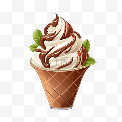 背景插畫图片_巧克力冰淇淋插畫