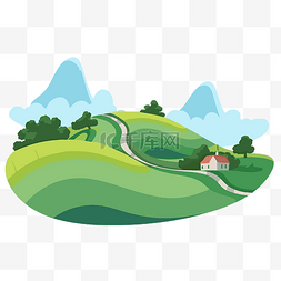 矢量山和房子图片_连绵起伏的山剪贴画山和房子矢量