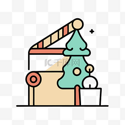 礼物矢量线性图标图片_被礼物包围的圣诞盒子的插图 向