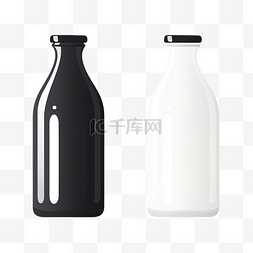 喝牛奶的奶牛图片_最小风格的牛奶瓶和瓶盖插图