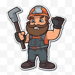 大铁锤子图片_拿着锤子的卡通大胡子建筑工人 