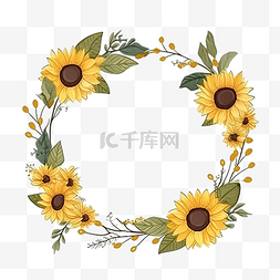 黄色干花束图片_黄色向日葵野花和桉叶干树枝花束