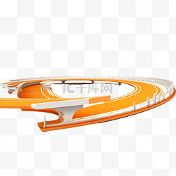 地面地下图片_橙色跑道 3D 插图与空运动跑道切