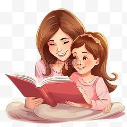 读书猫图片_母亲为女儿读书