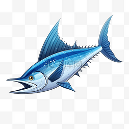 肌肉发达的海洋动物卡通马林鱼