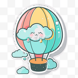 热气球的贴纸与云和云剪贴画 向