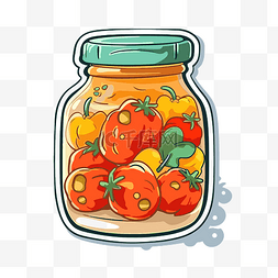 西红柿或罐子里的西红柿的卡通片
