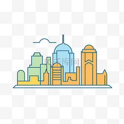 城市插画矢量平面剪贴画城市线图