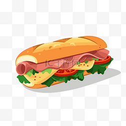 三明治剪贴画火腿三明治平面矢量