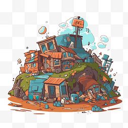 垃圾填埋场剪贴画卡通插图一个城