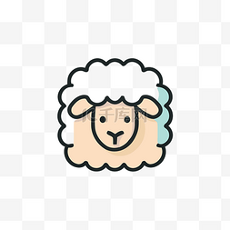 羊标志插图图片_带有蓝色和白色头发的优雅羊标志