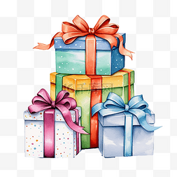 贺卡与圣诞礼物彩色礼品盒与丝带