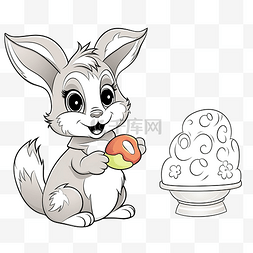復活節兔子图片_着色书可爱的复活节兔子用画笔画