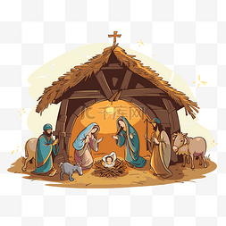 牧羊图片_免费耶稣诞生场景 向量