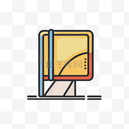黄色旧方形计算机的图标 向量