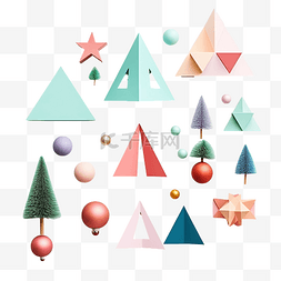 快时尚图片_几何创意圣诞平铺在色彩缤纷的柔