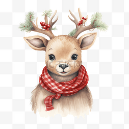 圣诞快乐可爱的驯鹿画着圣诞浆果