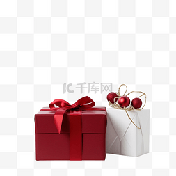 家里客厅里漂亮的节日圣诞红盒子