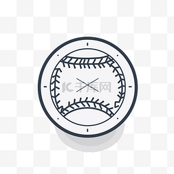 棒球图标图片_圆形白色背景上的棒球图标 向量