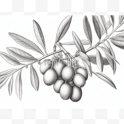画上有几个水果的橄榄枝