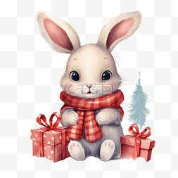 圣诞快乐庆祝活动可爱的兔子带着