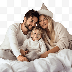 床上用品花纹图片_幸福的家庭与小儿子在圣诞装饰的