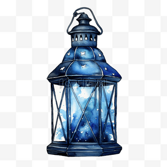 水彩灯笼复古元素