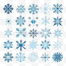 雪花冰晶元素图片_大套雪花冬季圣诞节设计矢量元素