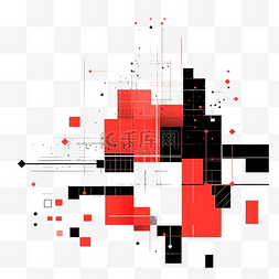彩色几何图形马赛克传单抽象红色