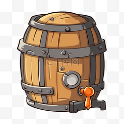 啤酒啤酒桶图片_啤酒桶剪贴画卡通形象的木制啤酒
