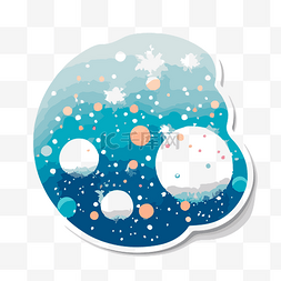 雪球雪花图片_抽象背景上的卡通雪球贴纸 向量