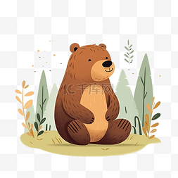 快乐熊平面风格卡通插画
