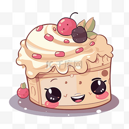 糕点剪贴画可爱的卡通蛋糕与水果