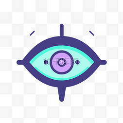 扁平风格的蓝紫色眼睛图标 向量
