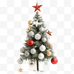 圣诞球和枞树上的装饰星星