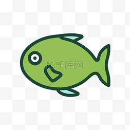 高清画图片_在白色背景上画一条绿色的鱼 向