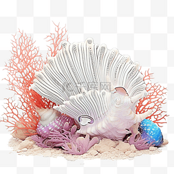 美丽的奇特贝壳，热带珊瑚礁沙上