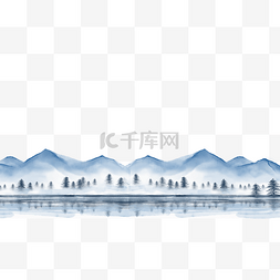 大雪图片_水彩冬季雪景山水