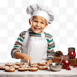 厨房照片图片_圣诞快乐，一个快乐男孩的肖像，