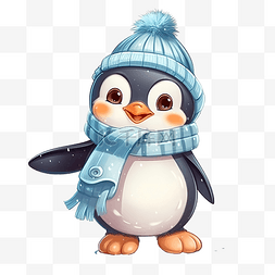 可爱的企鹅穿着毛衣玩滑冰