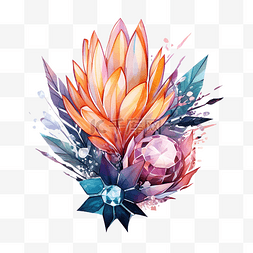 花卉水晶彩色png插图