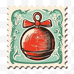 2023新年素材图片_带有圣诞玩具的邮票