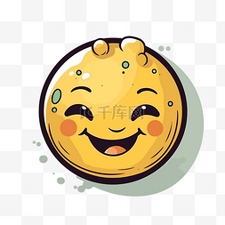 黄色的笑脸插画图片_人物微笑快乐黄色红脸卡通风格插